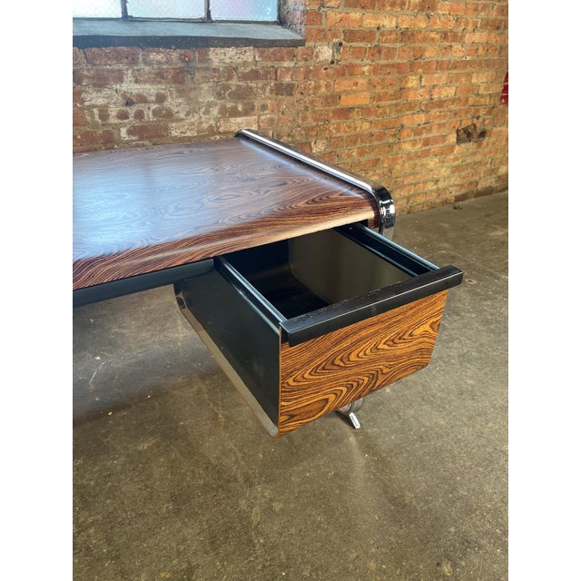 Wood 1970s Refinished Zebrawood Chrome Tubular Desk Attributed to Peter Protzman for Herman Miller For Sale - Image 7 of 13