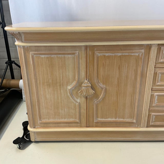 Ecru 1970s Italian Coastal Ceruse Washed Wood Credenza or Sideboard For Sale - Image 8 of 18