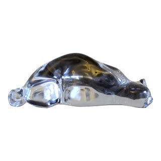 Vintage Steuben Crystal "Roman Cat" Hand Cooler Paperweight by Susan Smyly, Signed, 1979 For Sale