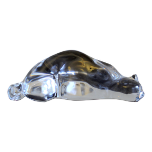 Vintage Steuben Crystal "Roman Cat" Hand Cooler Paperweight by Susan Smyly, Signed, 1979