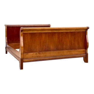 Early 20th Century Vintage Boho Queen Size Sleigh Bed For Sale
