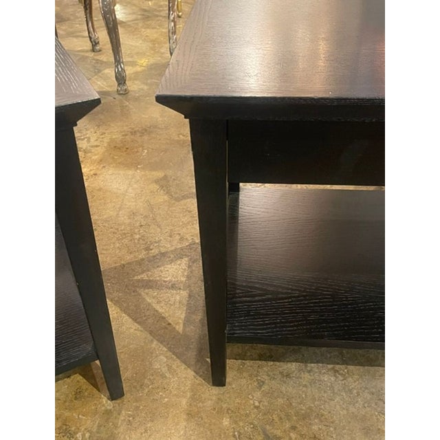 Mid 20th Century Pair of German Biedermeier Black Oak Side Tables For Sale - Image 5 of 9