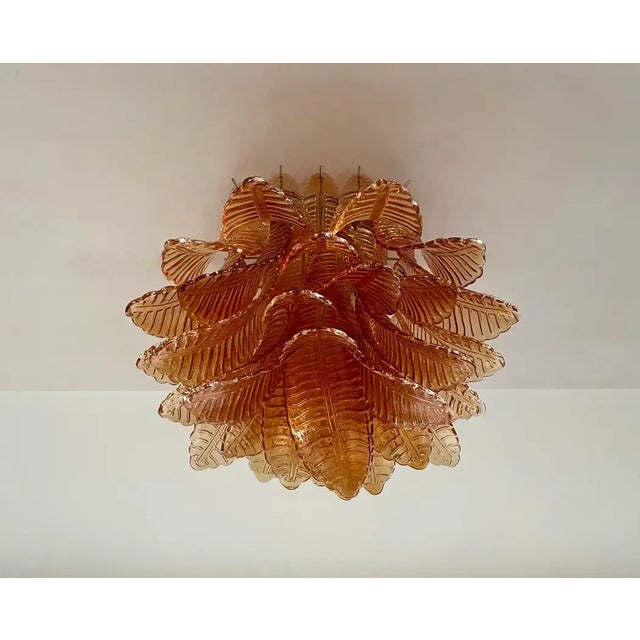 Murano Ceiling Lamp, 32 Amber Felci Glasses For Sale - Image 9 of 10