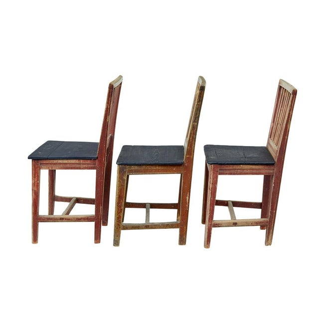 Rustic Painted Pine Harlequin Dining Chairs, 1860, Set of 6 For Sale - Image 3 of 15