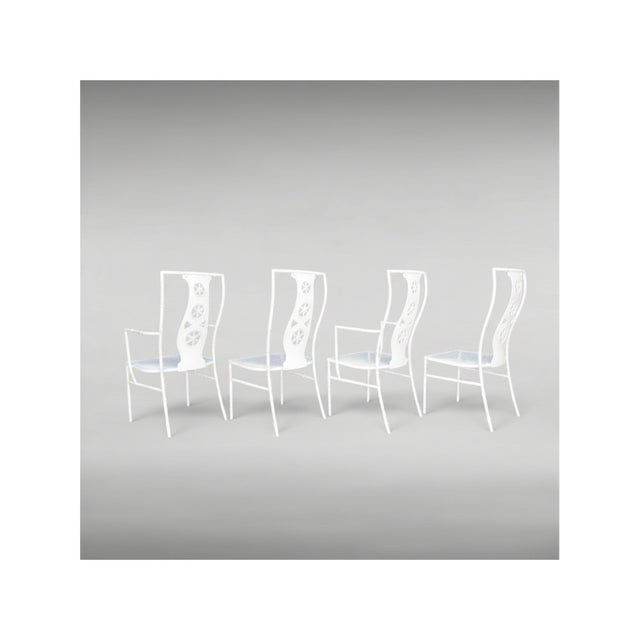 White Mid-Century Salterini Montego Chairs and Table, Set of Five Pinwheel Back, Attributed For Sale - Image 8 of 8