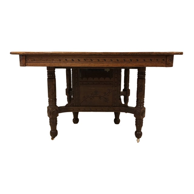 Antique Eastlake Victorian Solid Oak Extending Dining Table Chairish