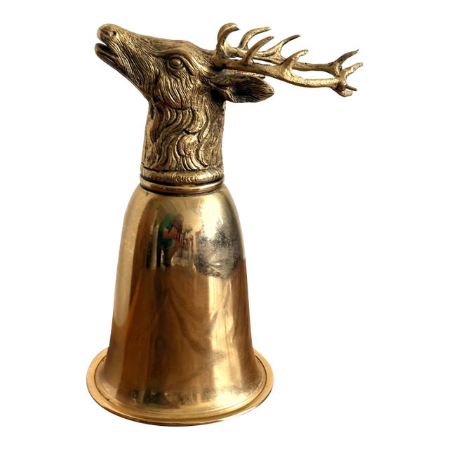1970s Gucci Deer Stag Brass Stirrup Cup For Sale