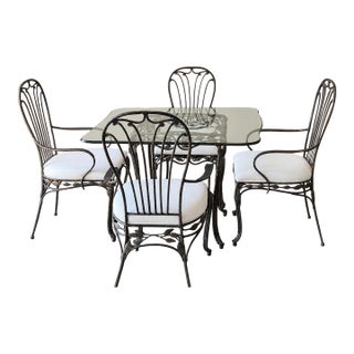Vintage Wrought Iron & Glass Dining Collection by Hooker Furniture For Sale