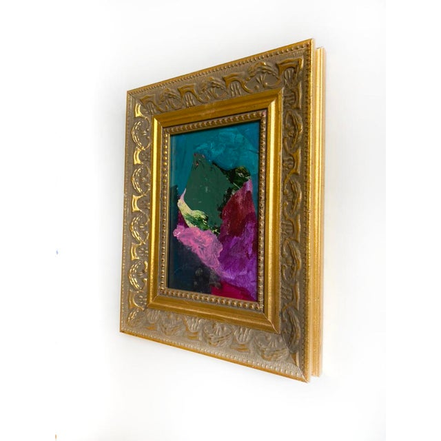 Abstract "Jeweled Sky" Pair of Mini Paintings With Vintage Frames by Jessalin Beutler For Sale - Image 3 of 7