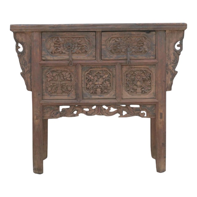 Hand Carved Early 19 Century Antique Chinese Console Table For Sale