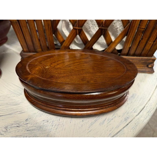 1940s Wood Inlaid Oval Box For Sale - Image 5 of 5