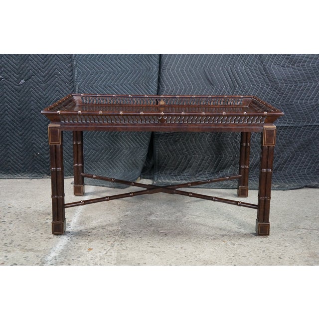 Brown Late 20th Century Mario Buatta for John Widdicomb Chinese Chippendale Faux Bamboo Coffee Table For Sale - Image 8 of 18
