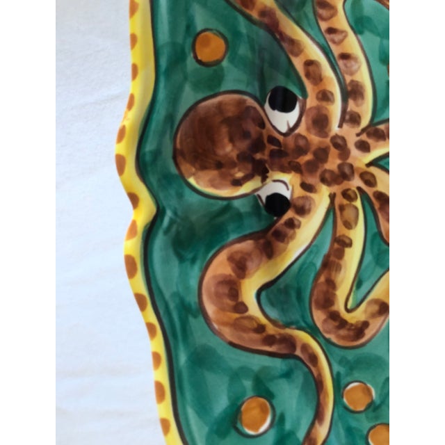 Vintage Mid Century Pascal Ravello Italian Hand Painted Lobster Seafood Platter For Sale - Image 4 of 8