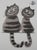 Laszlo Tibay, Les chats amoureux, Ink & Wash Drawing For Sale - Image 6 of 6