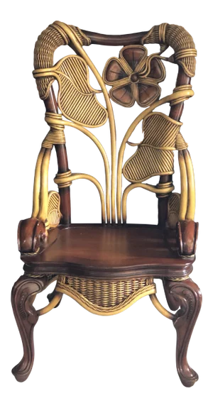 Modern Wicker Style & Wood Chair