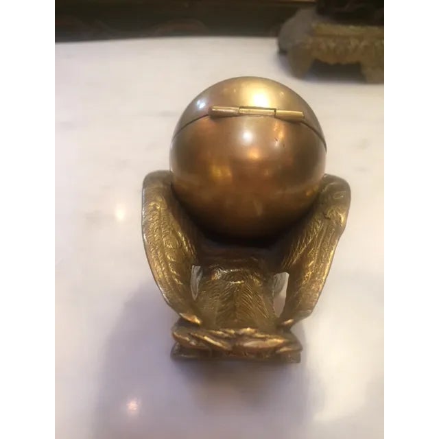 Metal 19th C. French Bronze Bird Inkwell For Sale - Image 7 of 11