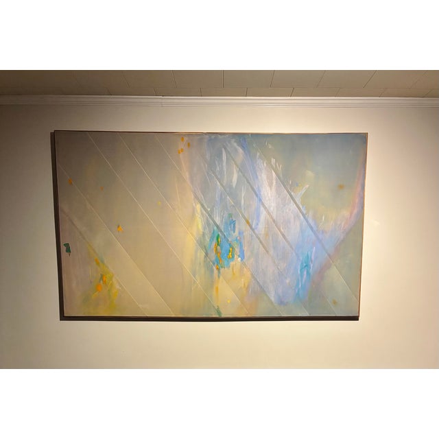Abstract 1970s Abstract Oil Painting on Stretched Canvas 50 In. X 85 In. For Sale - Image 3 of 5