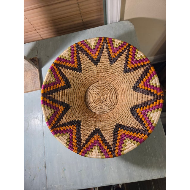 Tan 1920s Starburst Woven Bowl For Sale - Image 8 of 9
