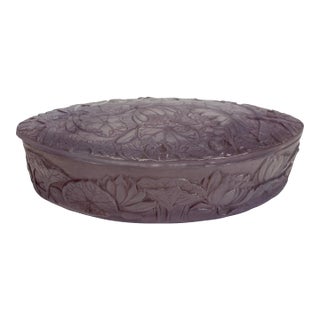 French Art Nouveau Lilac Molded Glass Jewelry Box, Attributed to Daum Nancy For Sale