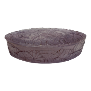 French Art Nouveau Lilac Molded Glass Jewelry Box, Attributed to Daum Nancy