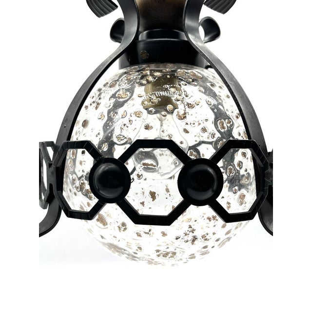Metal Mid-Century Murano Cage Lamps in Bullicante Glass with 24k Gold Dust and Wrought Iron from Seguso, 1960s, Set of 2 For Sale - Image 7 of 18