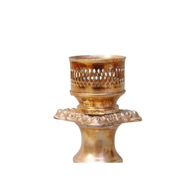 English Silver Plated Copper Candlestick Holders, a Pair For Sale - Image 3 of 6