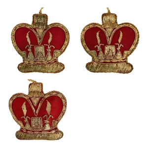 Royal Collection | Vintage Metallic Embroidered Crown Christmas Ornaments - Set of 3
