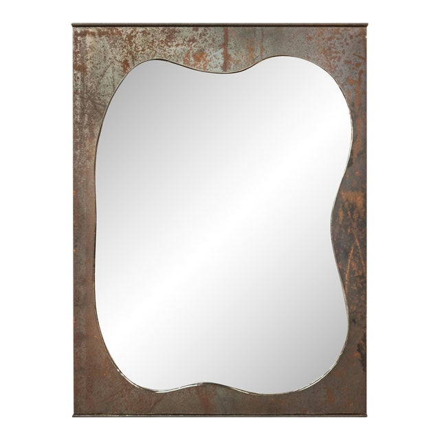 Brutalist Industrial Mirror Cut From Raw Patinaed Architectural Steel by Mark Leblanc for Leblanc Studios, Usa, C. 2024 For Sale