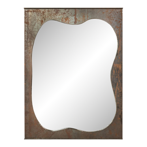 Brutalist Industrial Mirror Cut From Raw Patinaed Architectural Steel by Mark Leblanc for Leblanc Studios, Usa, C. 2024