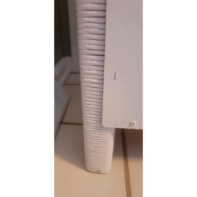 1980s Coastal White Henry Link Wicker Nightstand by Lexington For Sale - Image 9 of 18