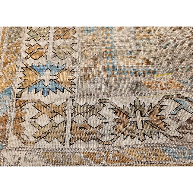 Camel 19th Century Caucasian Shirvan Perpedil Area Rug in Camel Hair, Ivory & Green For Sale - Image 8 of 16