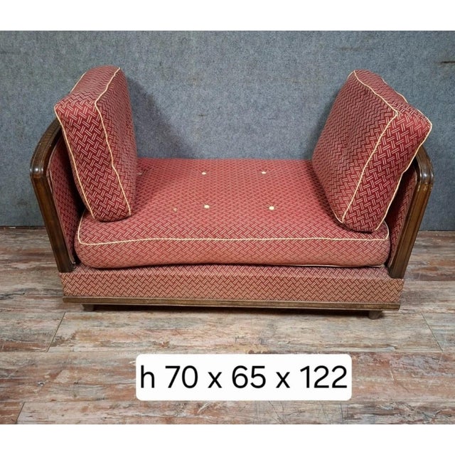 Art deco convertible bench in walnut veneer, circa 1930-1940. an elegant piece with clean, refined lines, resting on...
