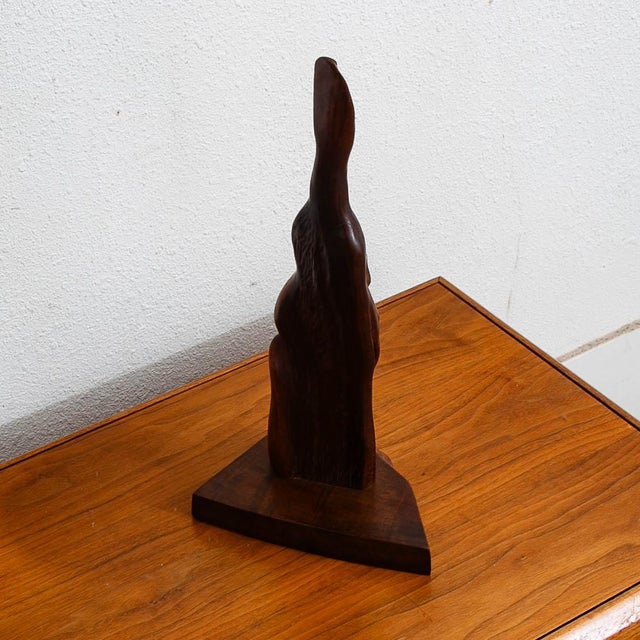 Wood Mid Century Modern Artisan Carved Abstracted Figure Sculpture Walnut Studio MCM For Sale - Image 7 of 12