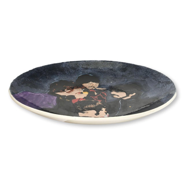Vintage Hand-Painted Beatles Charger For Sale - Image 4 of 4