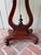 1940s Vintage Lyre Base End Tables - Pair of Carved Mahogany Tone Harp Side Tables For Sale - Image 5 of 11