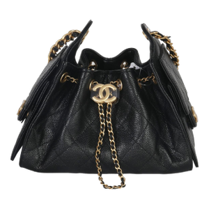 Black Quilted Caviar Mini Chanel 25 Hobo Handbag