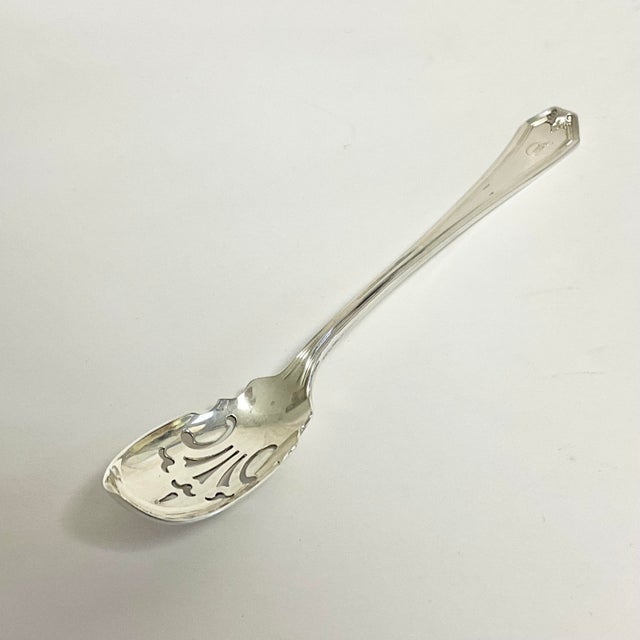 Antique Hollywood Regency Chippendale Sterling Olive or Relish Serving Spoon For Sale - Image 4 of 10