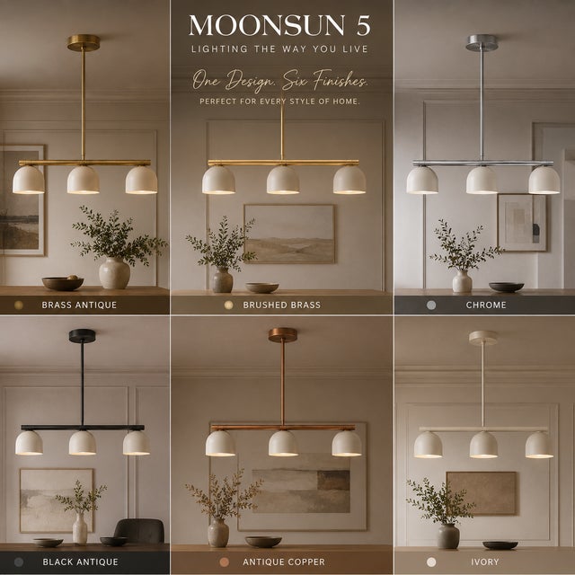 Modern Linear Chandelier 3 Light, Matte Off White Dome Pendant Light Brass Dining Room Fixture, Kitchen Island Lighting, Minimalist Light For Sale - Image 12 of 16