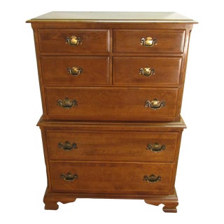 Ethan Allen Solid Maple High Chest of Drawers For Sale