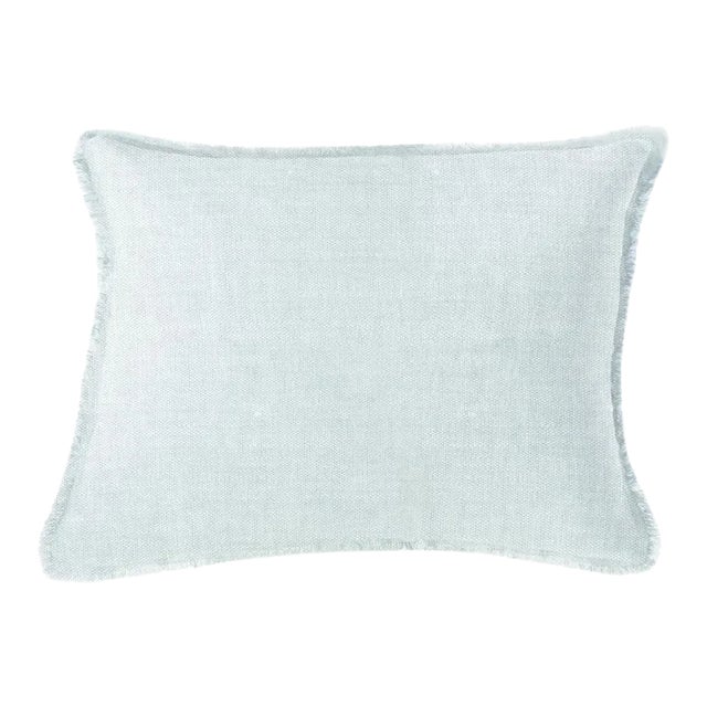Anaya Light Blue Soft Linen Lumbar Pillow For Sale