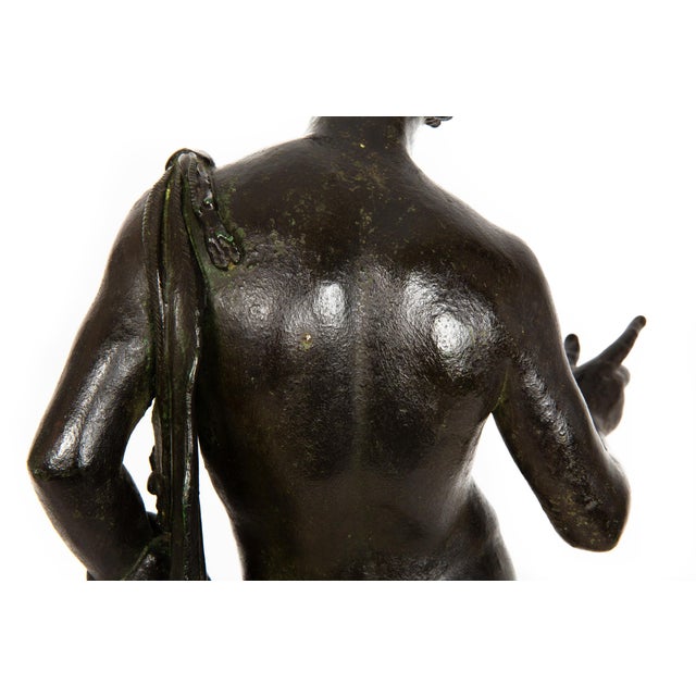 Fine Italian Grand Tour Antique Bronze Sculpture of “Narcissus” After Antiquity For Sale - Image 16 of 18