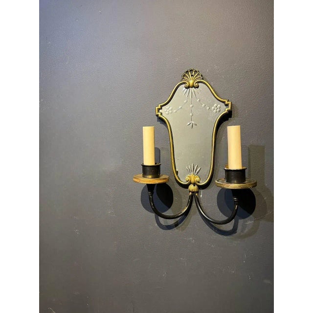 French 1930's French Mirror Sconces - a Pair For Sale - Image 3 of 6