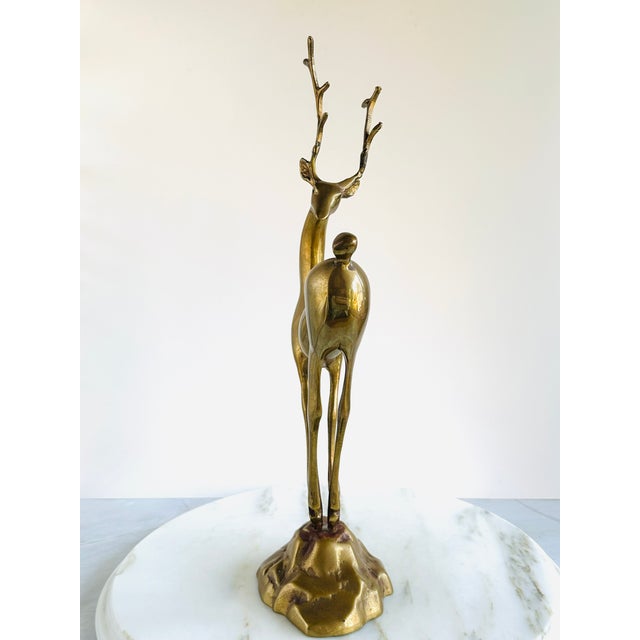 Mid 20th Century Deco Style Mid-Century Brass Deer Figure For Sale - Image 5 of 8