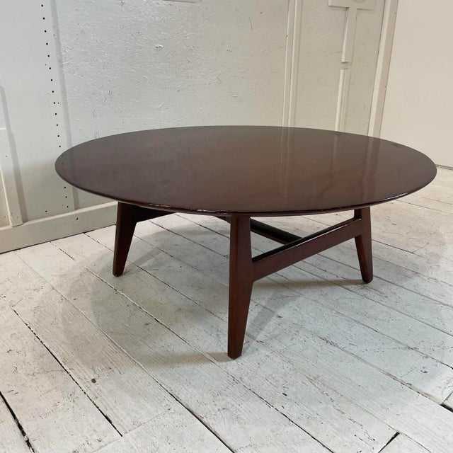 Vintage Jens Risom Designs Walnut Round Coffee Table For Sale - Image 13 of 13
