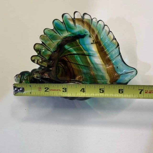 1990s Vintage MCM Murano Style Hand Blown Art Glass Conch Shell Sculpture For Sale - Image 5 of 7