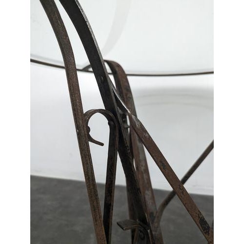 2000 - 2009 Round Dining Table in Wrought Iron and Glass For Sale - Image 5 of 8