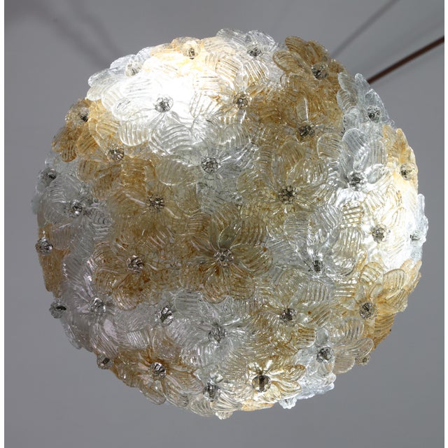 1980s Wonderful Orange and Transparent Murano Glass Ceiling Light Flower by Seguso For Sale - Image 11 of 12