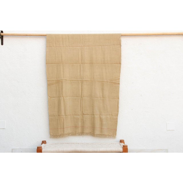 Organic Peace Silk Throw, Oatmeal Stone For Sale - Image 4 of 6
