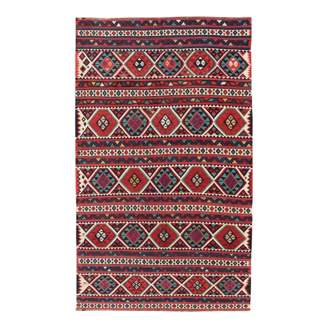 19th Century Antique Shirvan Kilim With Intricate Design in With Vibrant Colors 5'11 X 10'2 For Sale