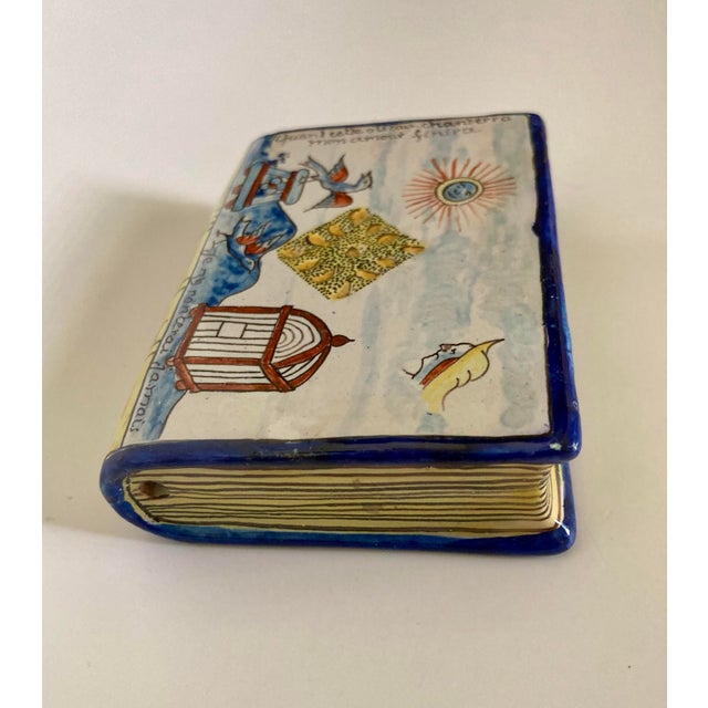 Antique French Nevers Faience Book Form Hand Warmer/Snuff For Sale - Image 6 of 13